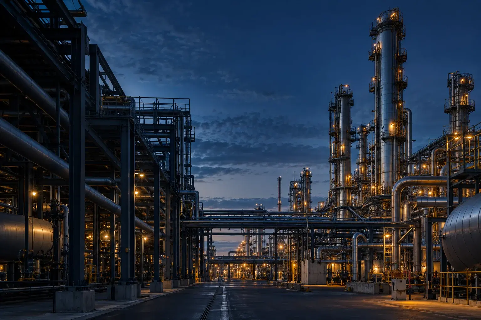 Representación editorial de un entorno industrial